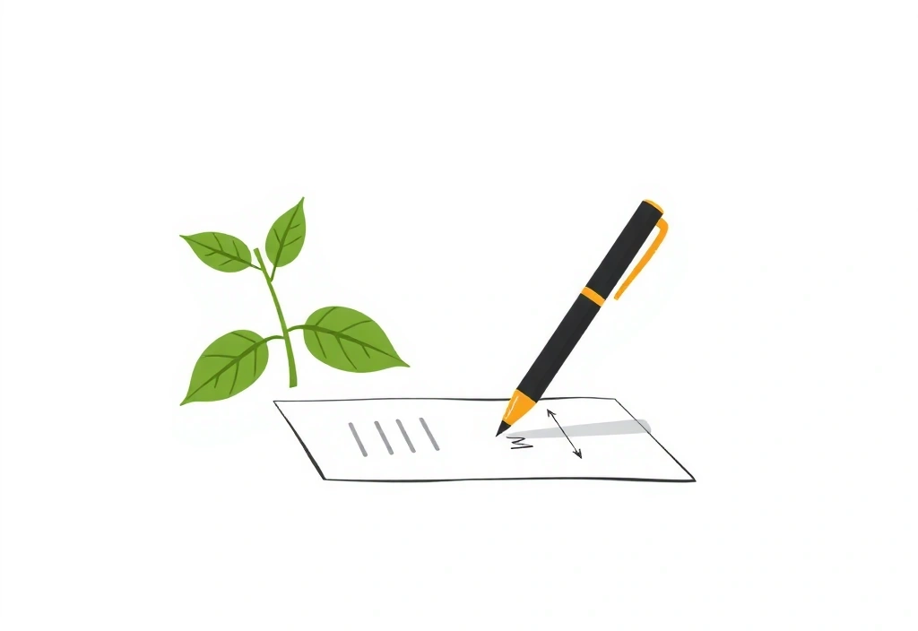 Ilustracja zielonego liścia i dokumentu